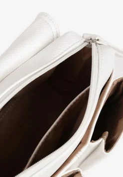 Biała Prostokątna Torebka Typu Listonoszka z Klapą Savireone