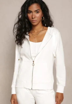 Biała Rozsuwana Bluza z Kapturem Lecua