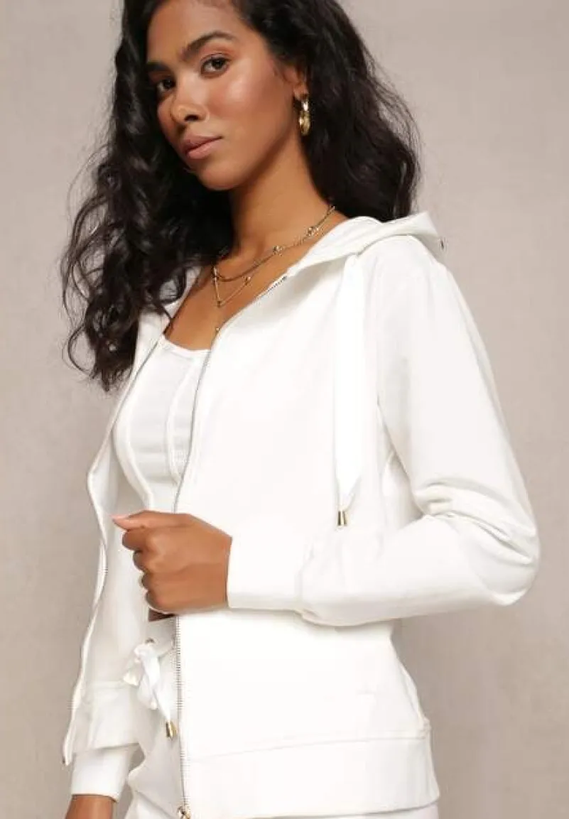 Biała Rozsuwana Bluza z Kapturem Lecua