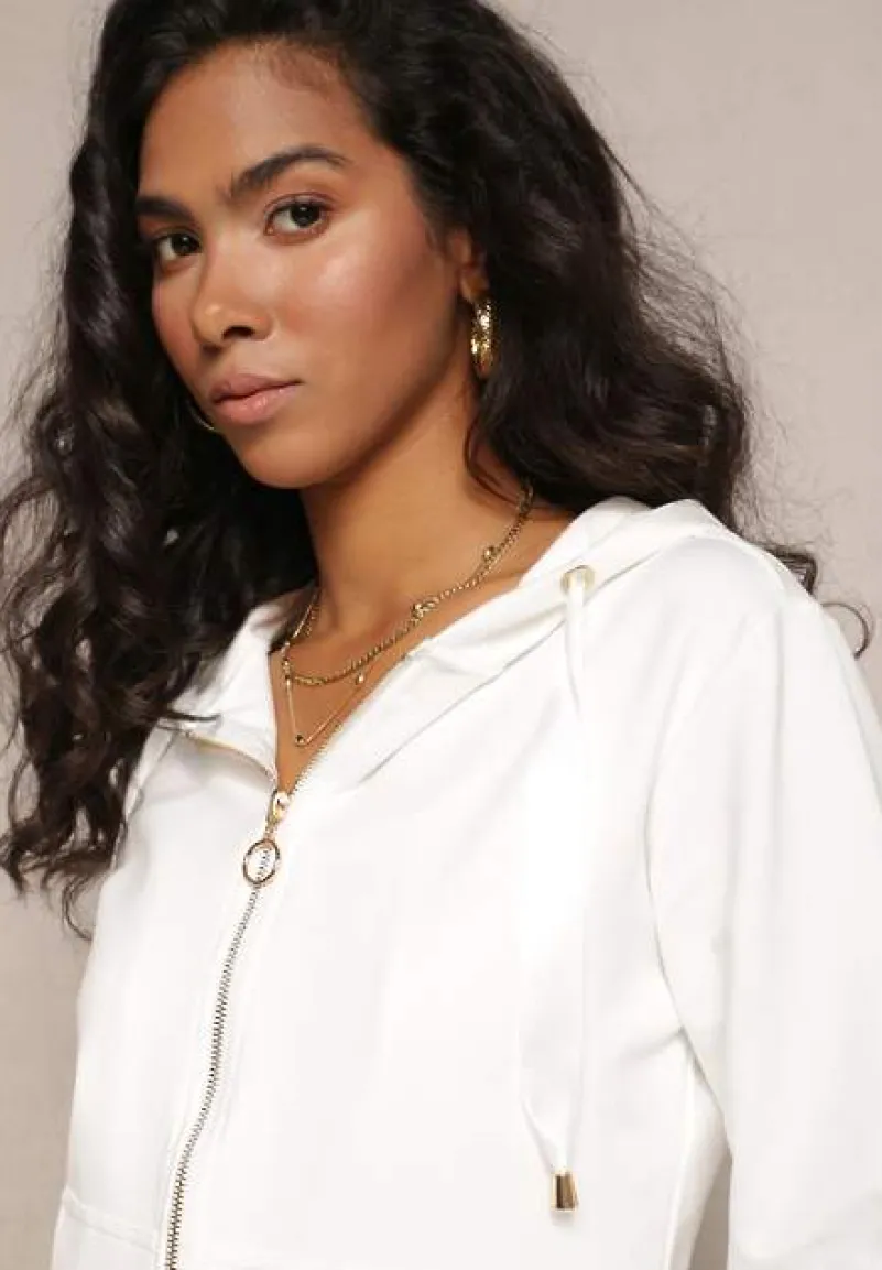 Biała Rozsuwana Bluza z Kapturem Lecua