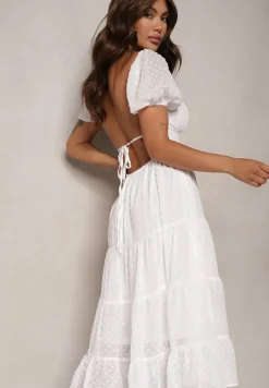 Biała Sukienka z Odkrytymi Plecami Nephia