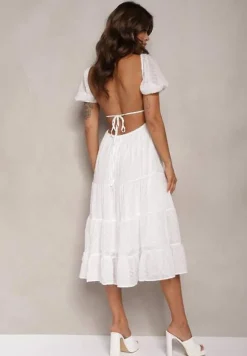 Biała Sukienka z Odkrytymi Plecami Nephia