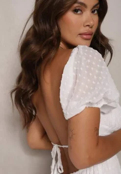 Biała Sukienka z Odkrytymi Plecami Nephia