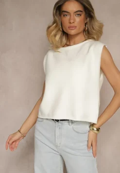 Biała Sweterkowa Kamizelka z Wełną Zenzeki