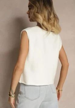 Biała Sweterkowa Kamizelka z Wełną Zenzeki