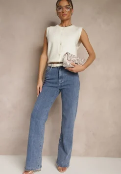 Biała Sweterkowa Kamizelka z Wełną na Guziki Eralina