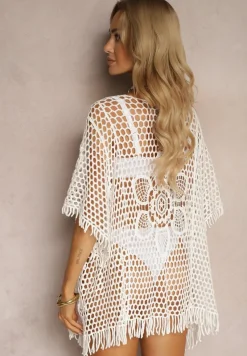 Biała Szydełkowa Bluzka w Stylu Narzutki Boho z Bawełny Elataya