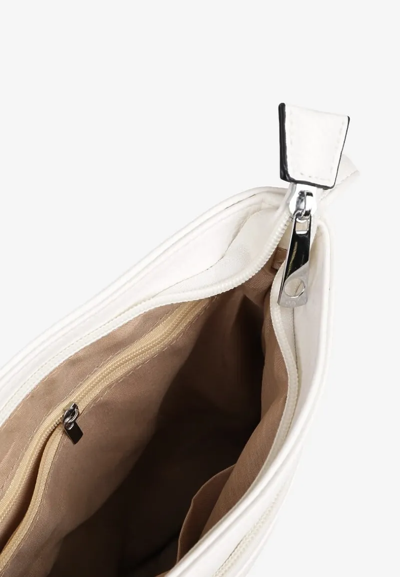 Biała Torebka Typu Listonoszka z Zasuwanymi Kieszeniami Silatea