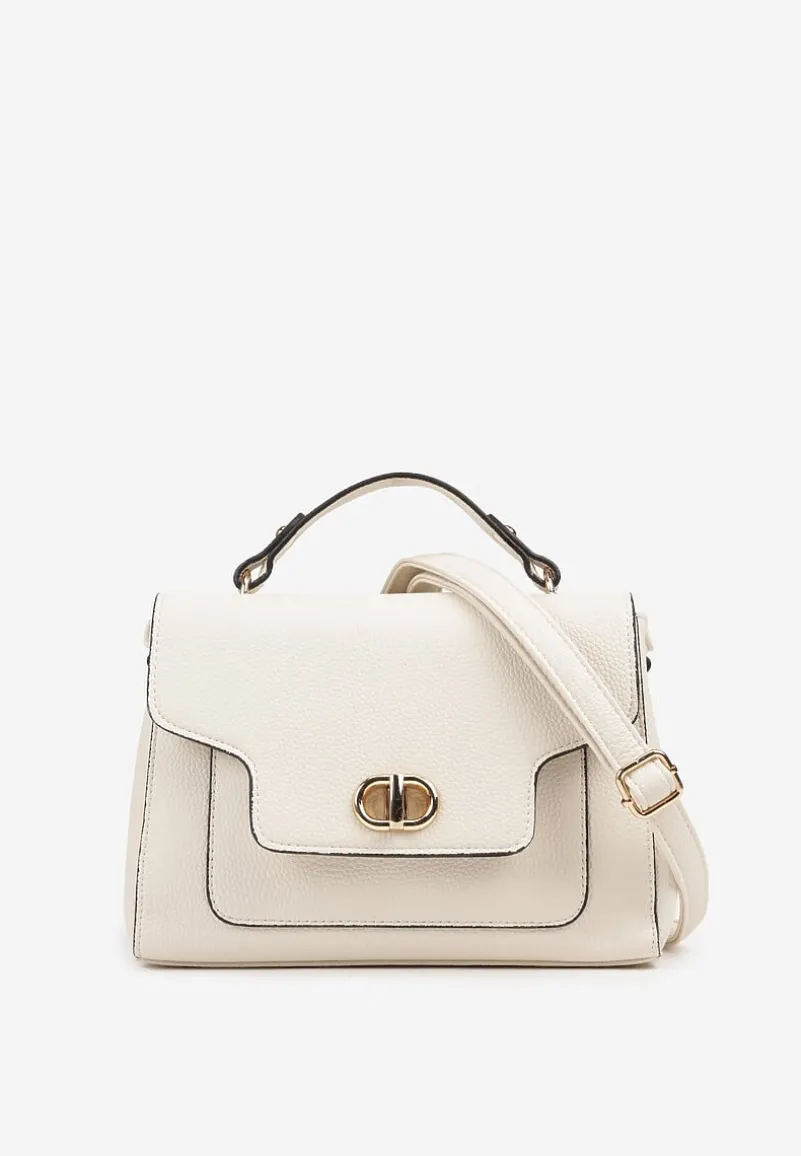 Biała Torebka Typu Listonoszka z Rączką i Ozdobną Klapą Monevia