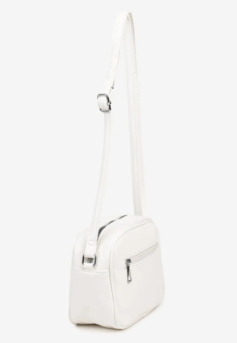 Biała Torebka w Stylu Listonoszki z Napisem Dolenna