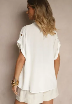 Biała Zapinana Koszula z Krótkim Rękawem Corania