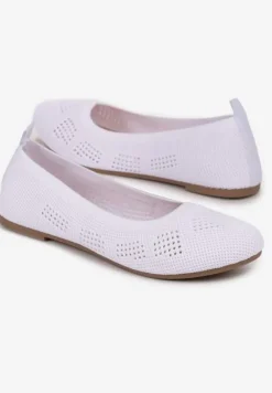 Białe Ażurowe Balerinki z Okrągłym Noskiem Siotte
