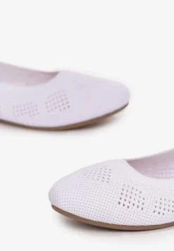 Białe Ażurowe Balerinki z Okrągłym Noskiem Siotte
