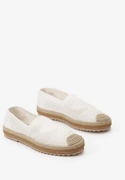 Białe Ażurowe Espadryle na Plecionej Podeszwie z Ozdobnym Noskiem Uraian