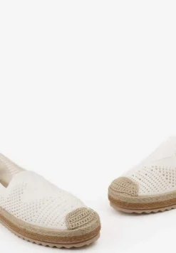 Białe Ażurowe Espadryle na Plecionej Podeszwie z Ozdobnym Noskiem Uraian