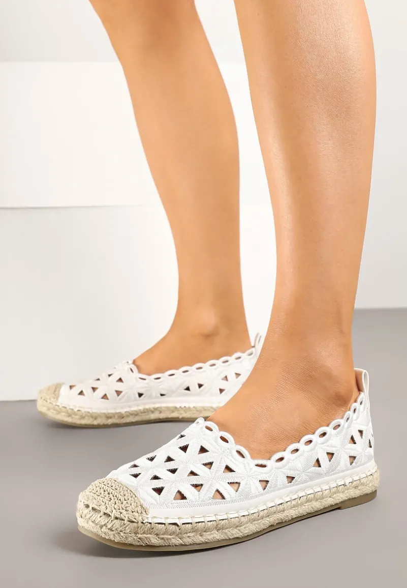 Białe Ażurowe Espadryle Ozdobione Plecionką Meranovia
