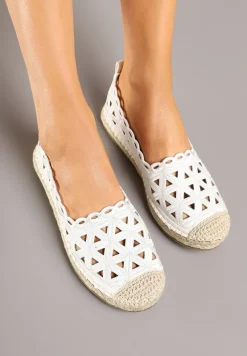 Białe Ażurowe Espadryle Ozdobione Plecionką Meranovia