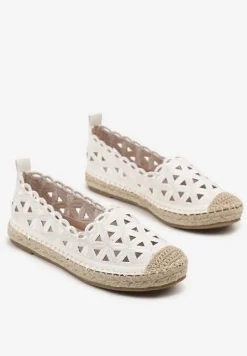 Białe Ażurowe Espadryle Ozdobione Plecionką Meranovia