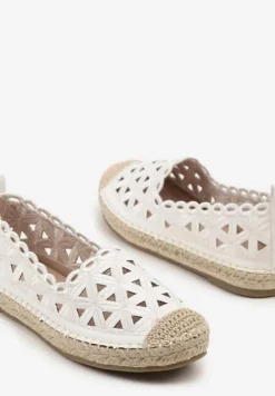 Białe Ażurowe Espadryle Ozdobione Plecionką Meranovia