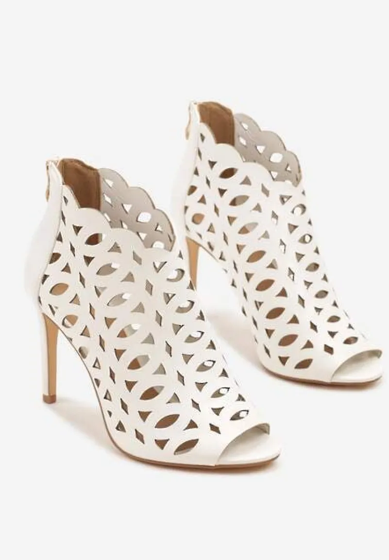 Białe Ażurowe Sandały Botki Vices na Szpilce Natessae