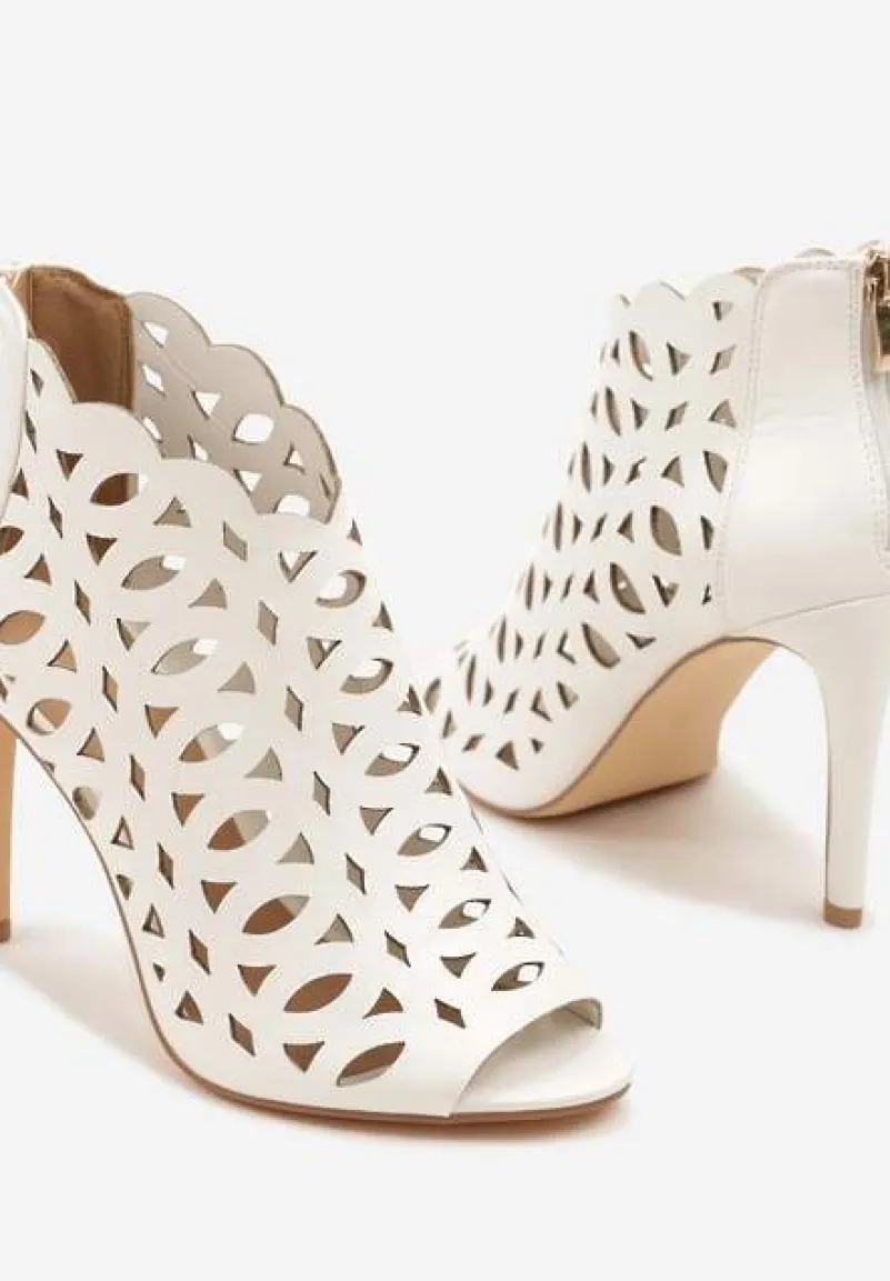 Białe Ażurowe Sandały Botki Vices na Szpilce Natessae