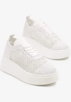 Białe Ażurowe Sneakersy Vices na Platformie Halvisa