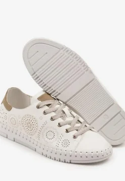 Białe Ażurowe Tenisówki z Ozdobnymi Przeszyciami przy Podeszwie Zarelle