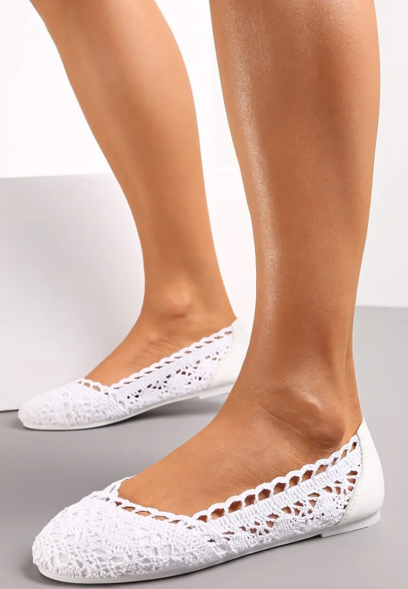Białe Balerinki Koronkowe Sham