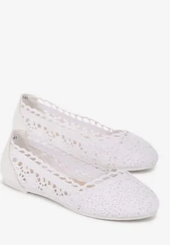 Białe Balerinki Koronkowe Sham