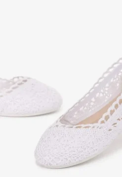 Białe Balerinki Koronkowe Sham