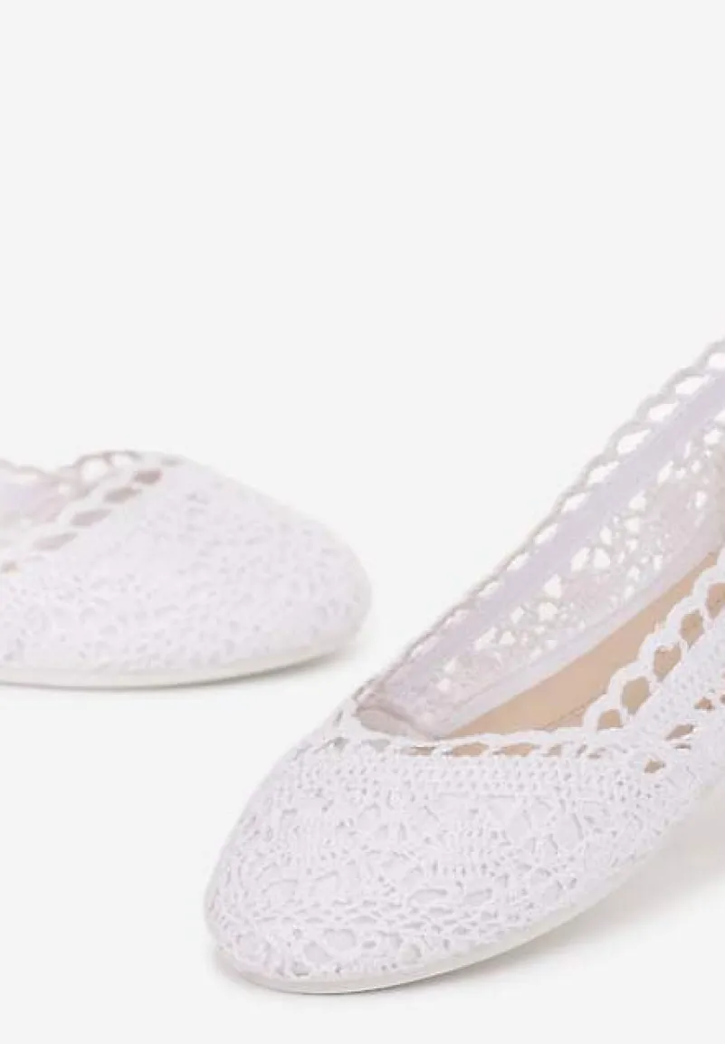 Białe Balerinki Koronkowe Sham