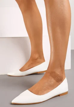 Białe Balerinki na Płaskiej Podeszwie w Klasycznym Stylu Elithra