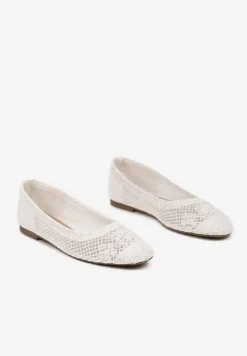 Białe Balerinki Ozdobione Siateczką Landeora