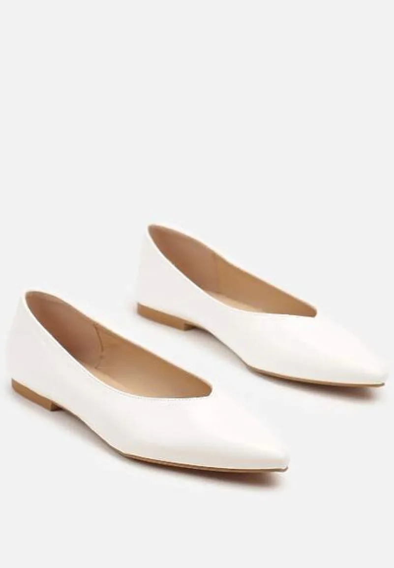 Białe Balerinki Vices Ozdobione Migdałowym Noskiem Neoranea