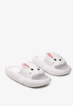 Białe Basenowe Klapki z Pianki z Ozdobnym Króliczkiem Kionna