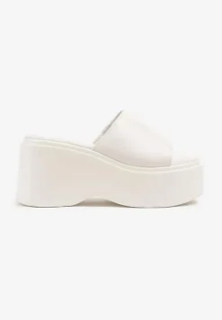 Białe Basicowe Klapki na Platformie Faliriela