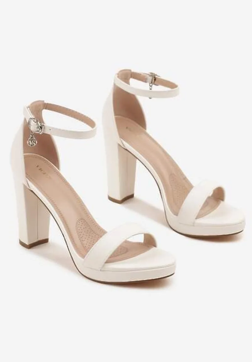 Białe Basicowe Sandały Vices na Platformie i Słupku Taeli