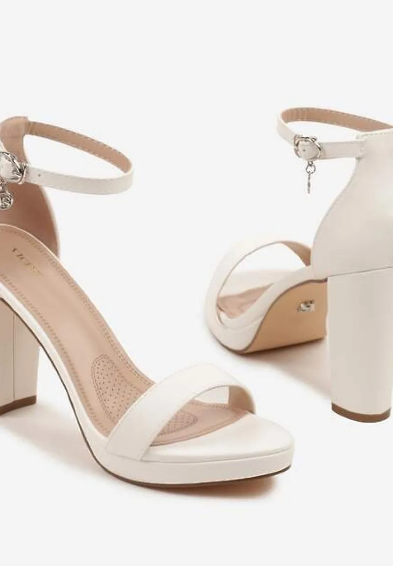Białe Basicowe Sandały Vices na Platformie i Słupku Taeli