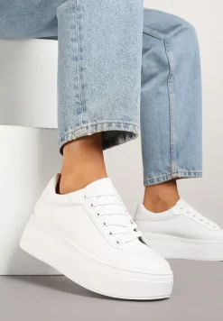 Białe Basicowe Sneakersy na Platformie Milio
