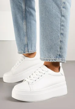 Białe Basicowe Sneakersy na Platformie Milio
