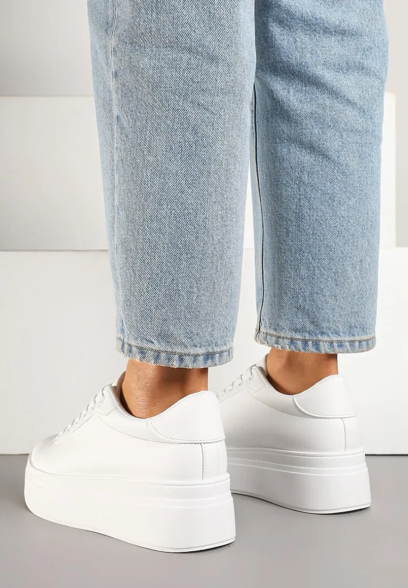 Białe Basicowe Sneakersy na Platformie Milio