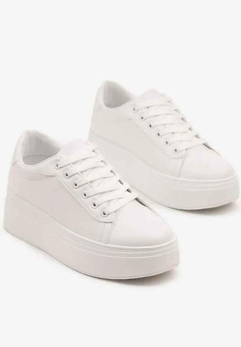 Białe Basicowe Sneakersy na Platformie Milio