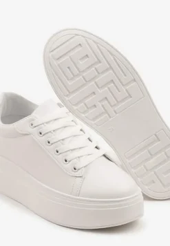 Białe Basicowe Sneakersy na Platformie Milio