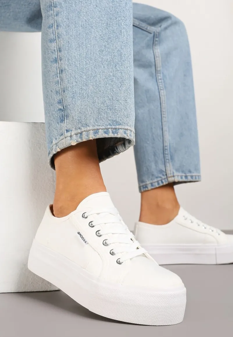 Białe Basicowe Trampki na Platformie Mailiselle