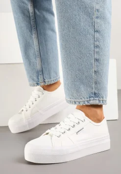 Białe Basicowe Trampki na Platformie Mailiselle