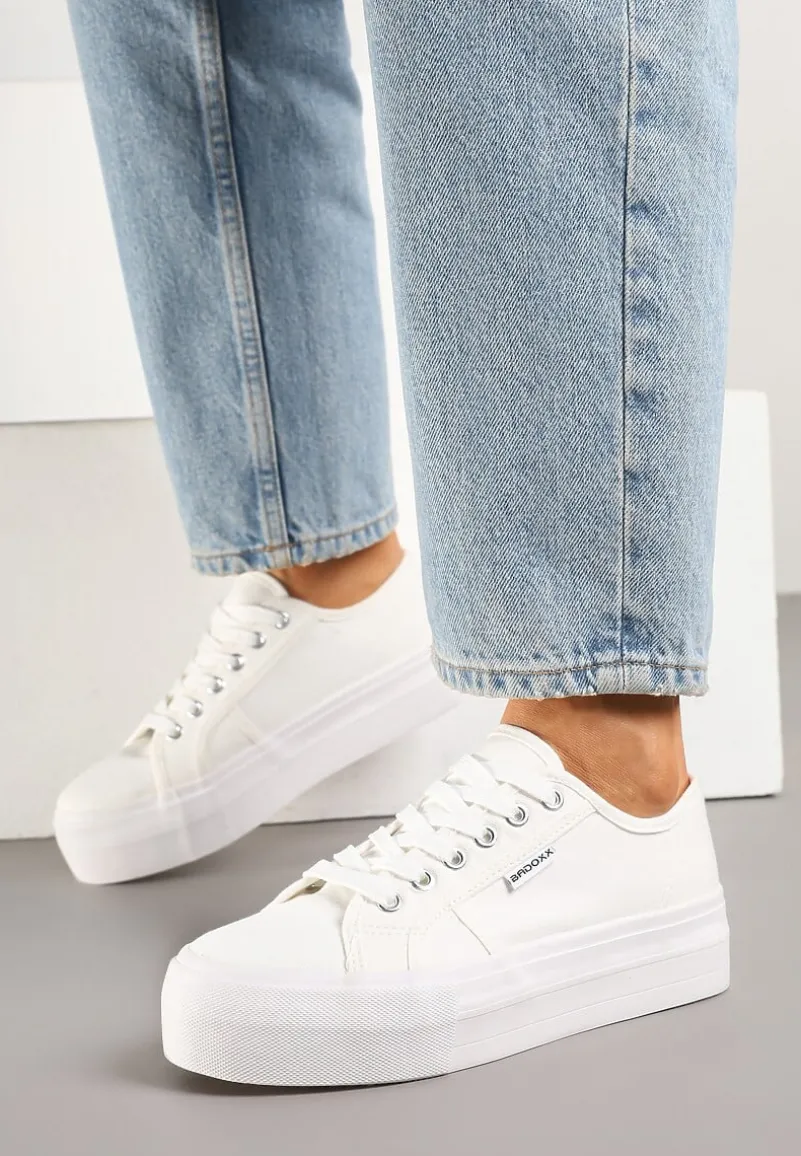 Białe Basicowe Trampki na Platformie Mailiselle