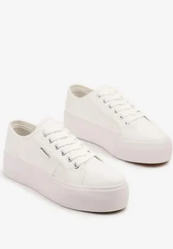 Białe Basicowe Trampki na Platformie Mailiselle