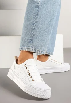 Białe Basicowe Trampki z Niską Cholewką Flormio