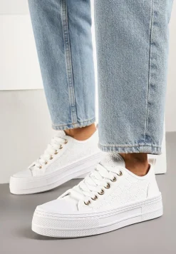 Białe Basicowe Trampki z Niską Cholewką Flormio