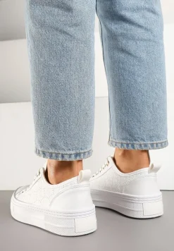 Białe Basicowe Trampki z Niską Cholewką Flormio